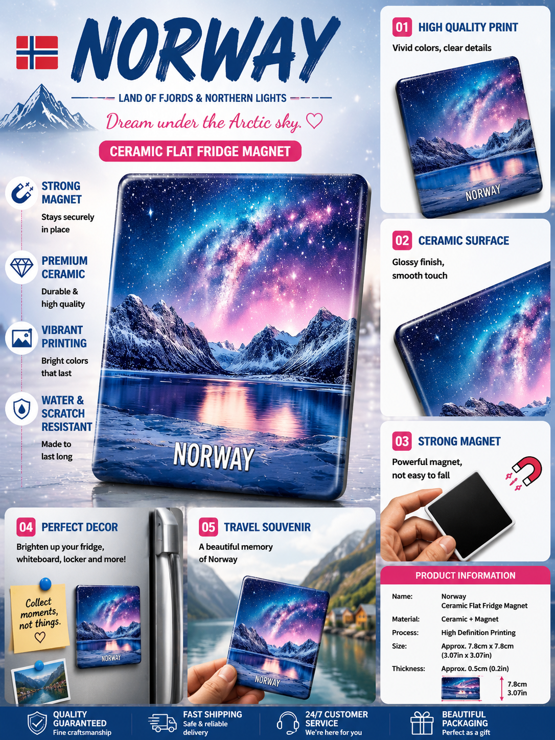 Norway Northern Lights Ceramic Fridge Magnet