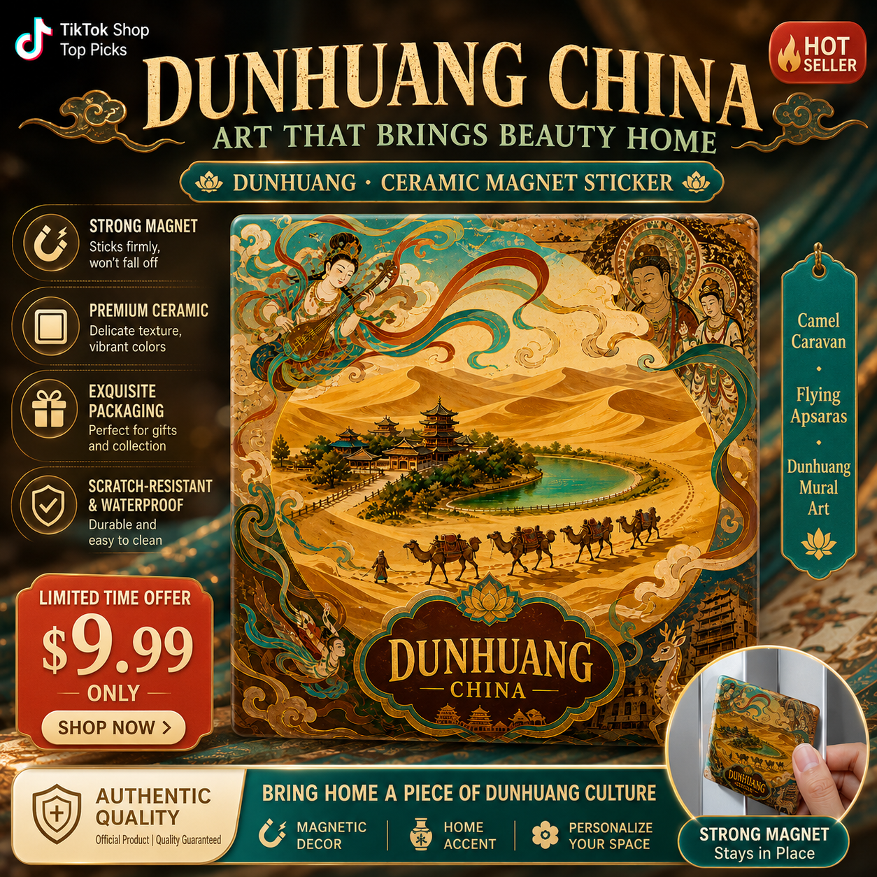 Dunhuang China Ceramic Fridge Magnet – Oriental Desert Art Collection