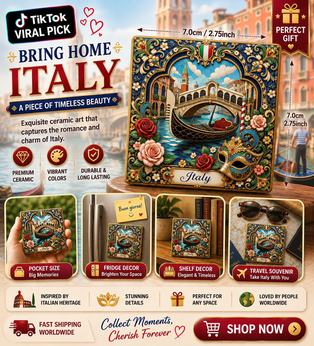 Italy Venice Ceramic Fridge Magnet