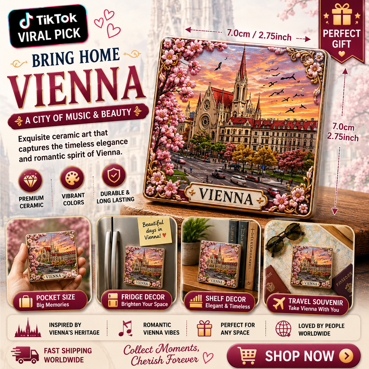 Vienna Ceramic Fridge Magnet