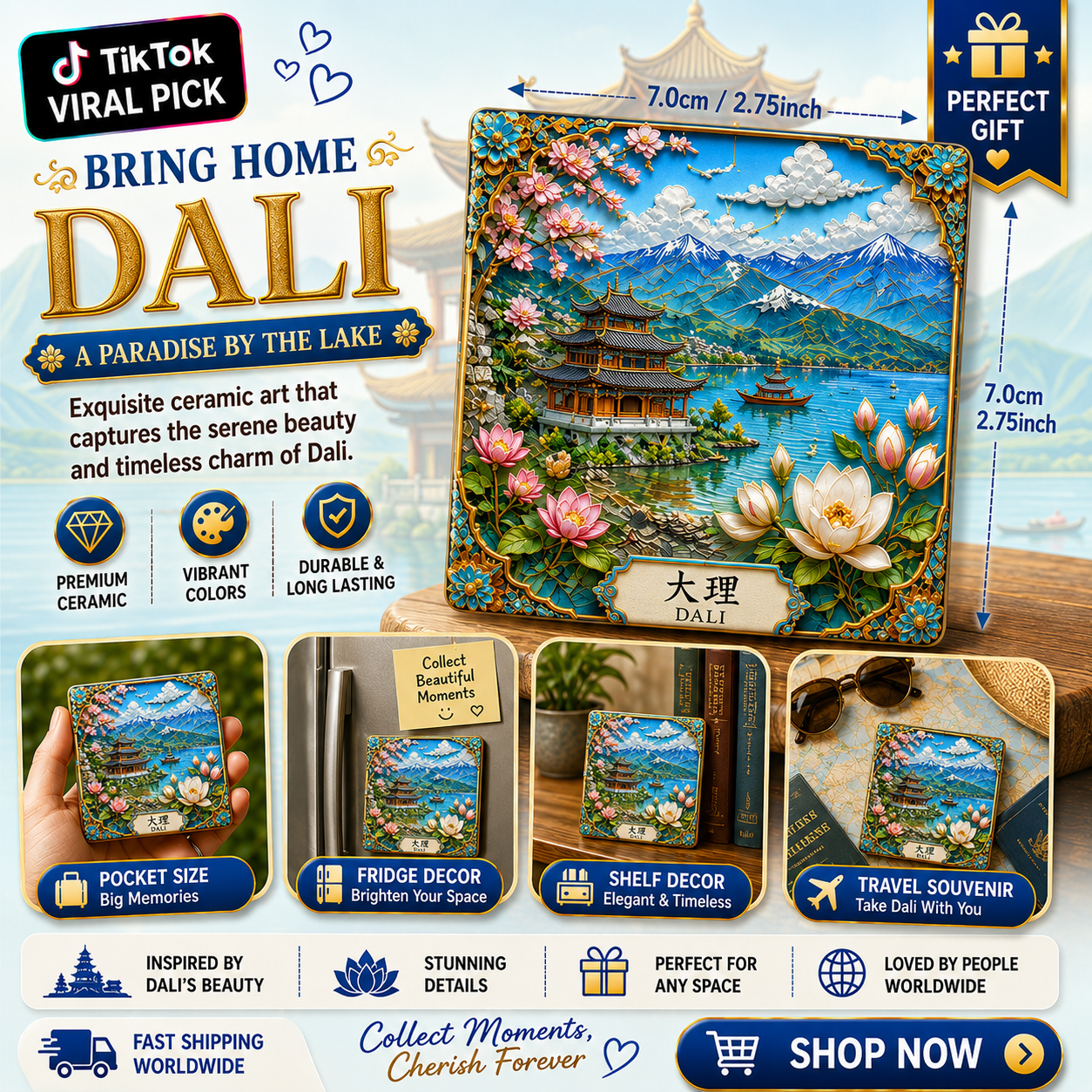 Dali Lake Ceramic Fridge Magnet