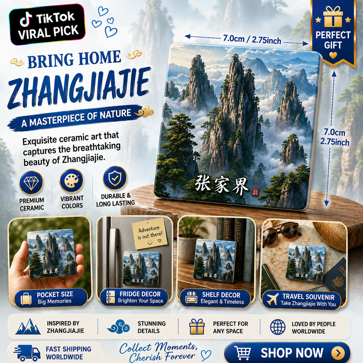 Zhangjiajie Mountain Ceramic Fridge Magnet