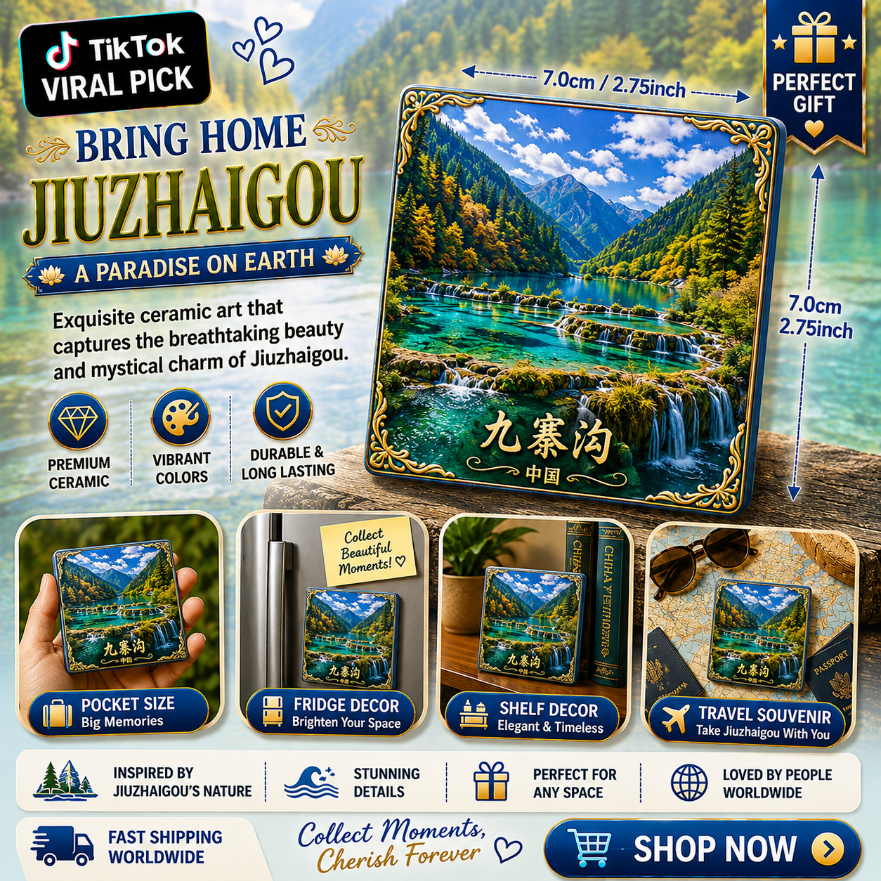 Jiuzhaigou Ceramic Fridge Magnet