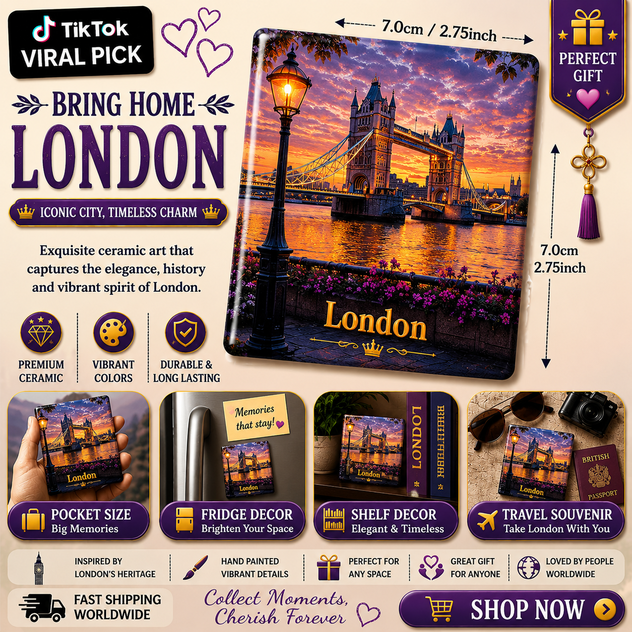 London Ceramic Fridge Magnet