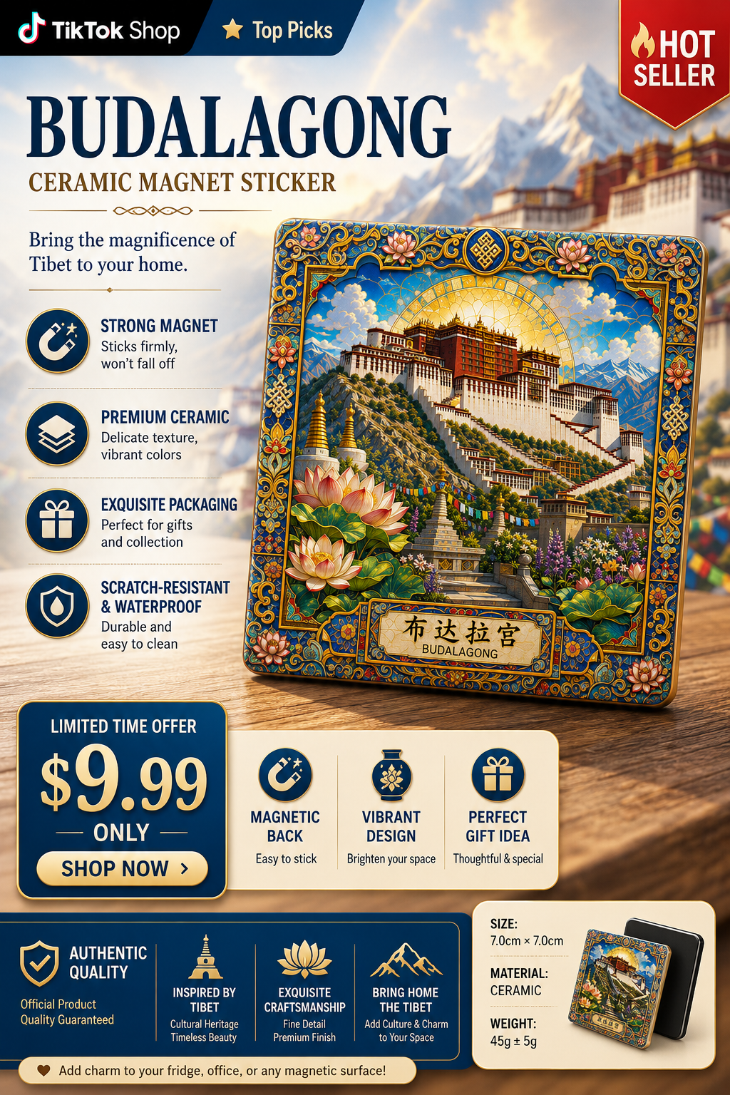 Budalagong Ceramic Fridge Magnet – Tibetan Palace Art Collection