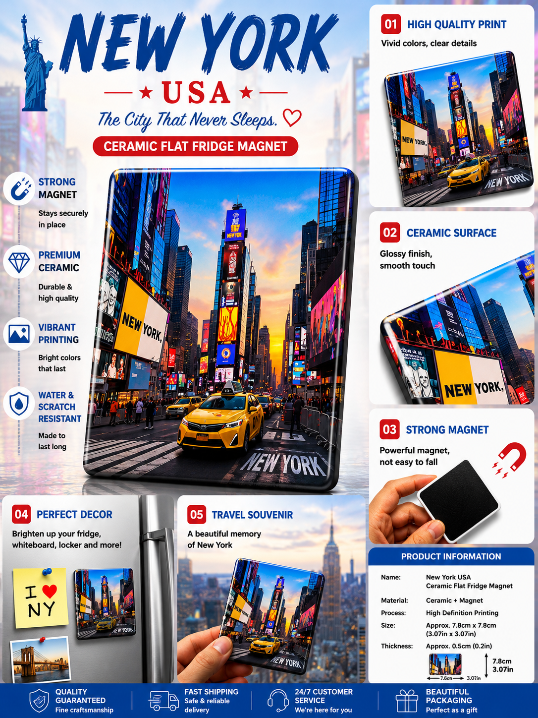 New York Times Square Ceramic Fridge Magnet