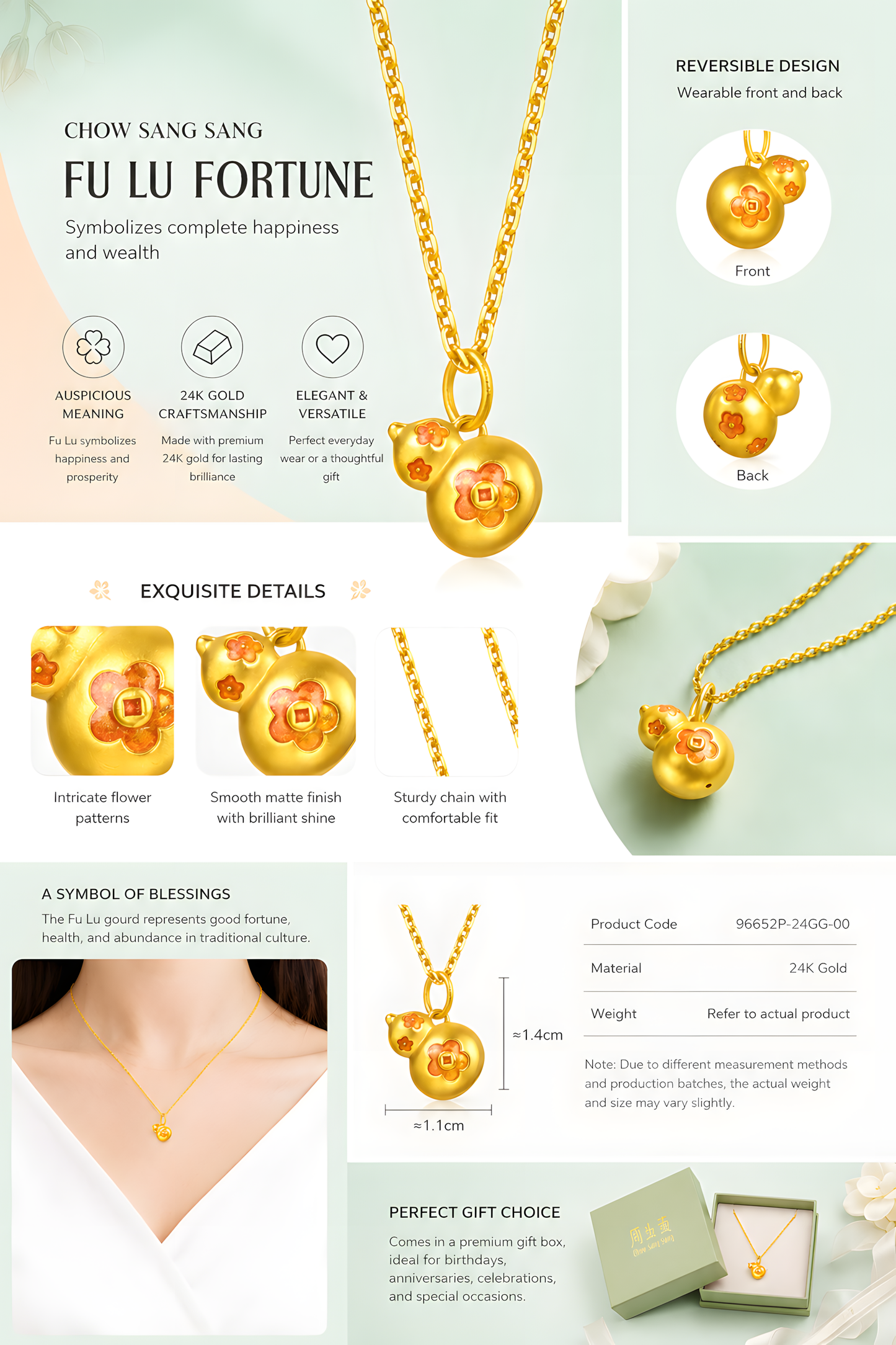 24K Gold Lucky Wulu Pendant – Oriental Prosperity & Wealth Charm Jewelry