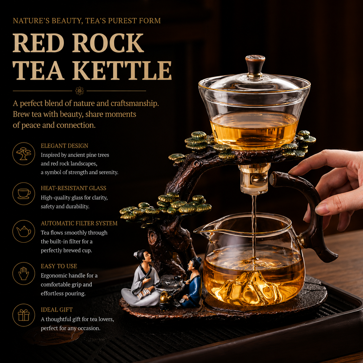 Pine Mountain Serenity Glass Tea Maker™ | Automatic Gongfu Tea Brewer