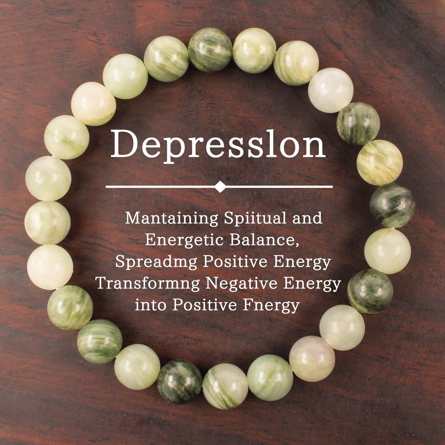 2pcs Depression Relief Bracelet - Serpentine Crystal Beads for Positive Energy, Emotional Healing & Spiritual Balance