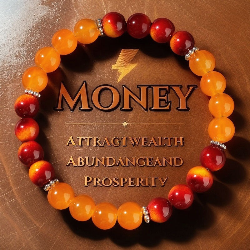 2pcs Money Attraction Bracelet - Carnelian for Wealth, Abundance, Prosperity & Financial Success
