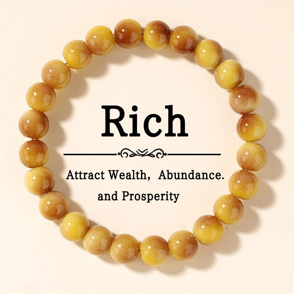 2pcs Rich Wealth Bracelet - Golden Yellow Agate for Money Attraction, Abundance & Prosperity