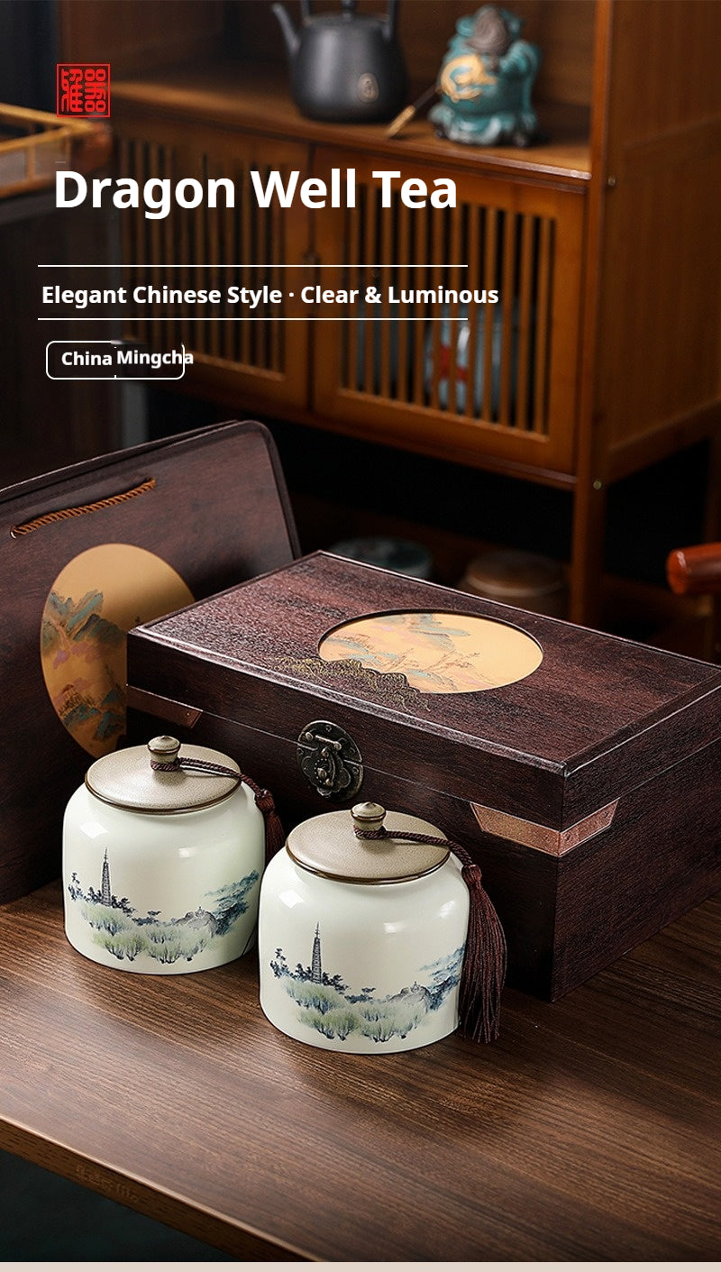 Chinese Elegance Ceramic Double Canister – Longjing Dragon Well Green Tea | What makes this twin-jar tea gift so special