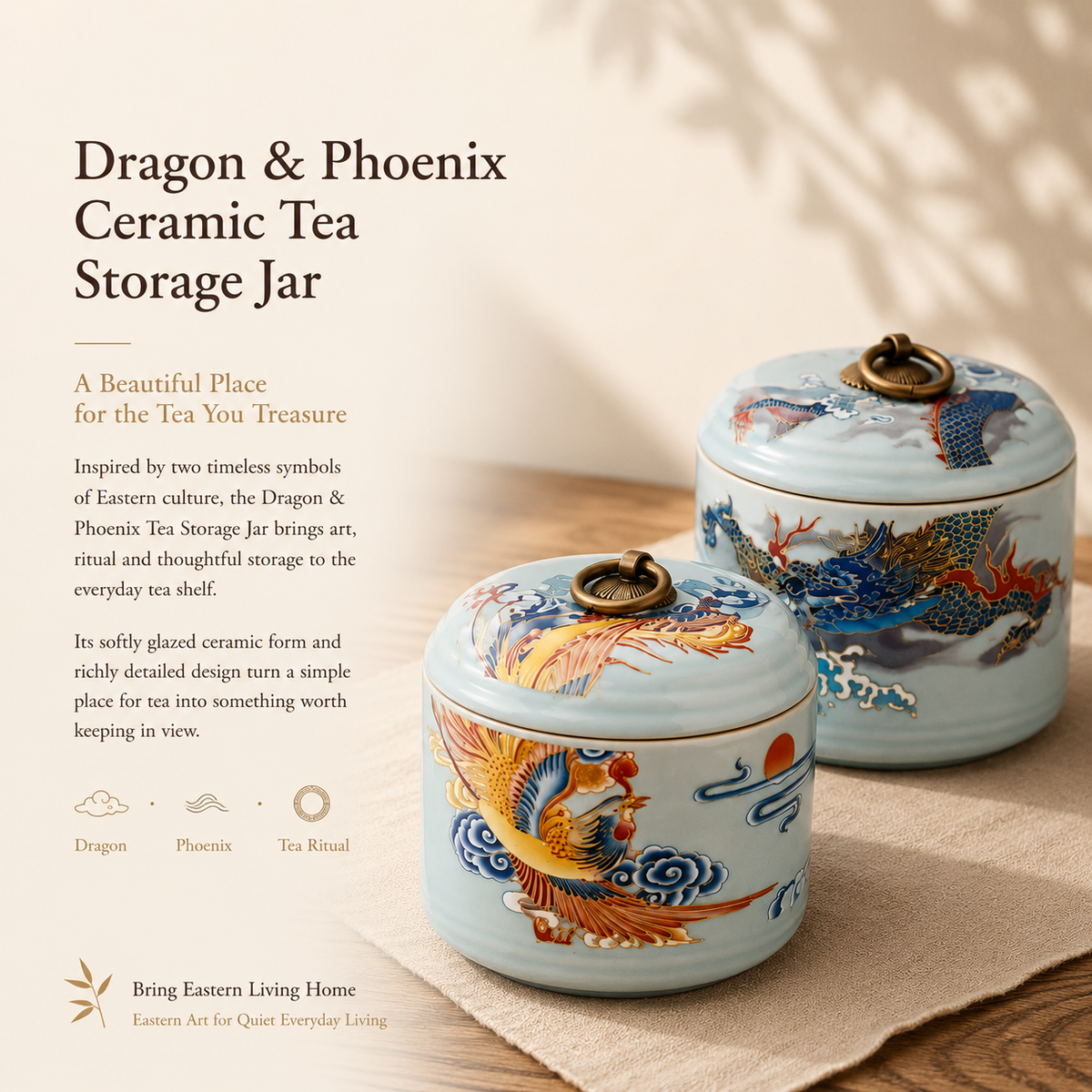 Dragon & Phoenix Ceramic Tea Canister