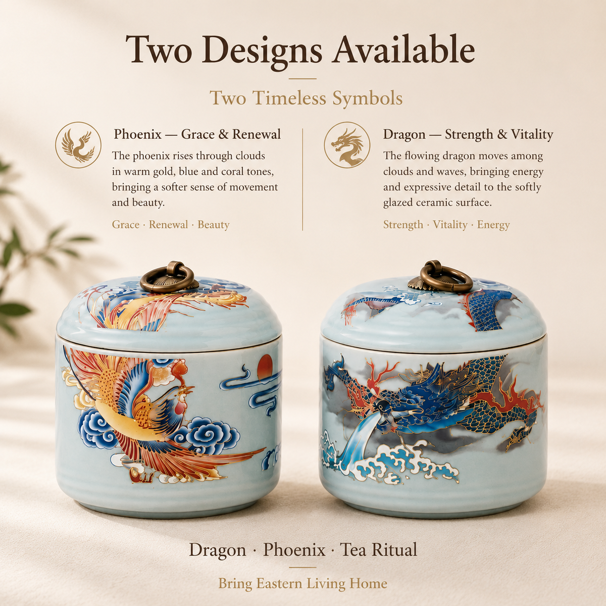 Dragon & Phoenix Ceramic Tea Canister