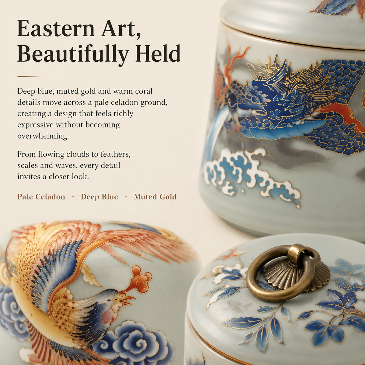 Dragon & Phoenix Ceramic Tea Canister