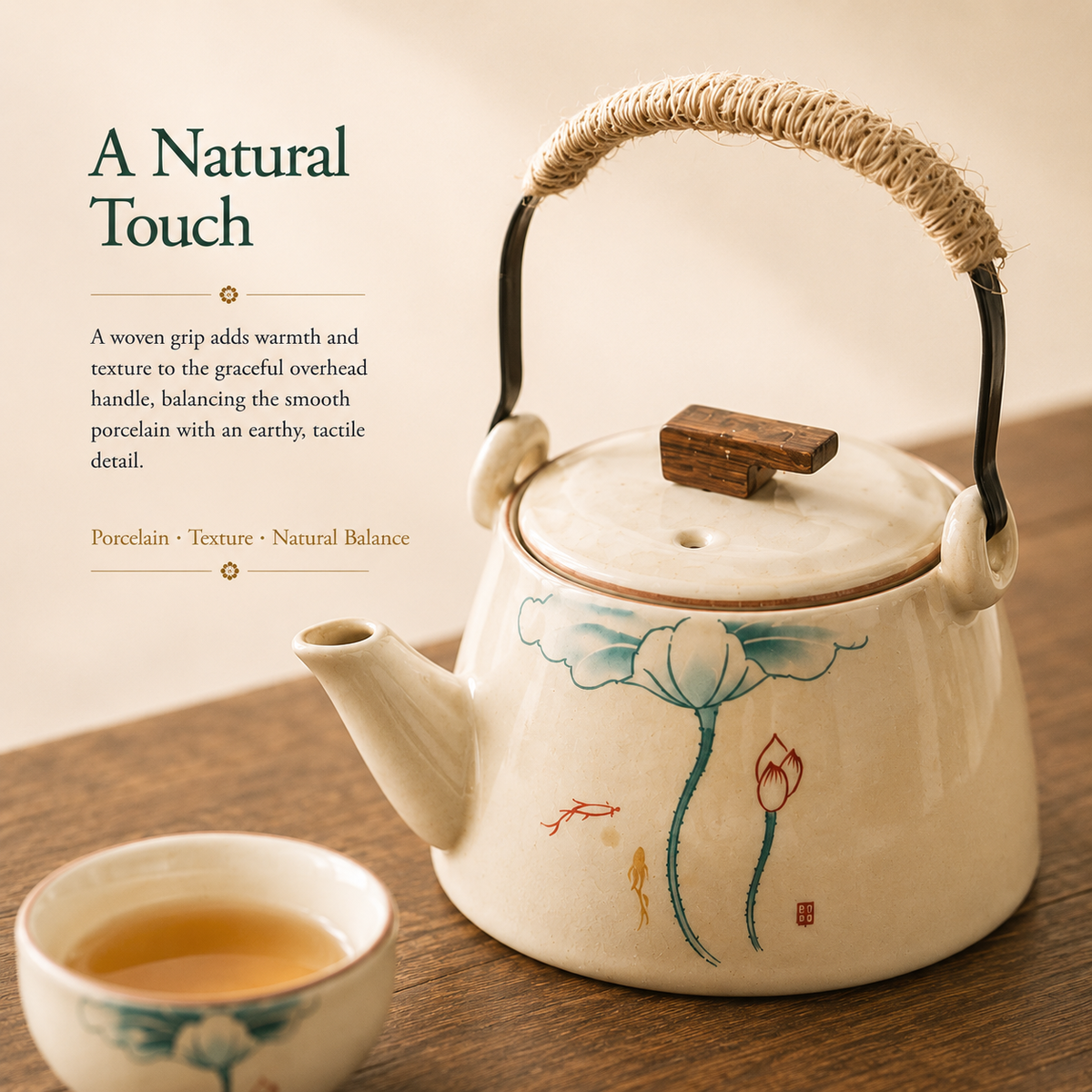 Lotus Blossom Ru Ware Tea Set – Teapot & 4 Cups