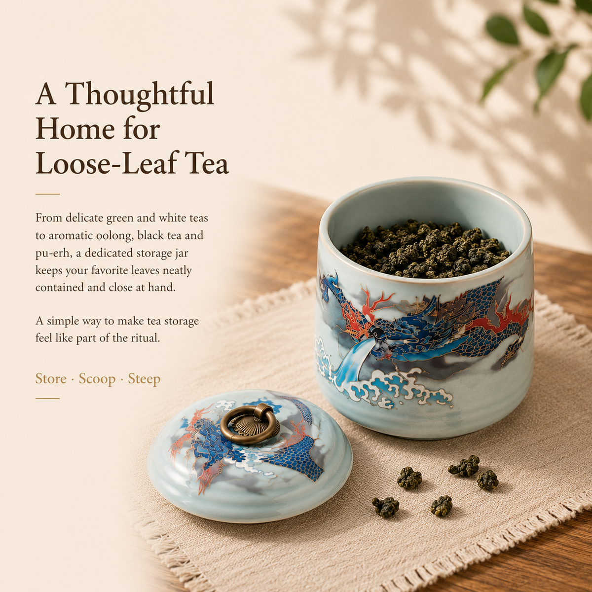 Dragon & Phoenix Ceramic Tea Canister