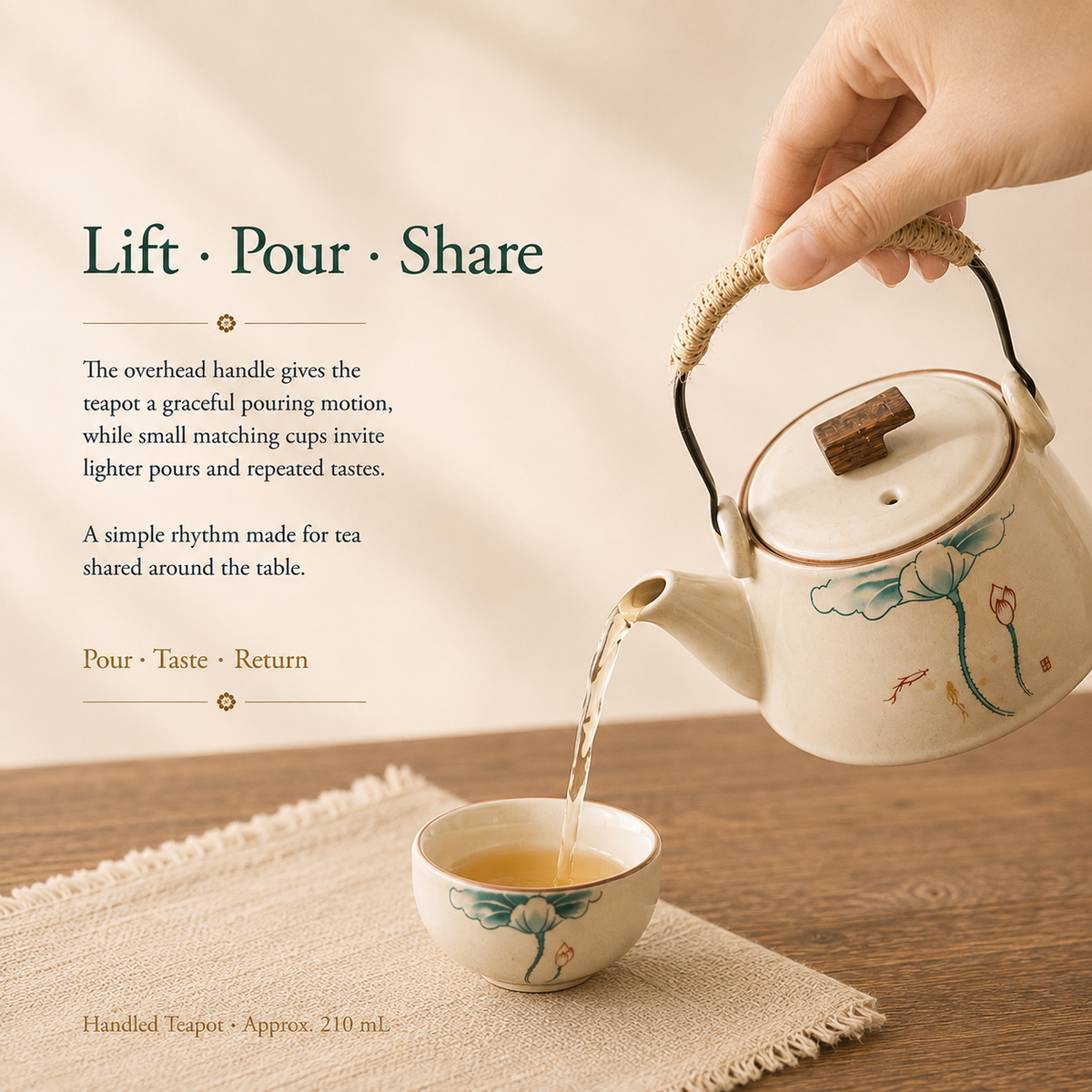 Lotus Blossom Ru Ware Tea Set – Teapot & 4 Cups