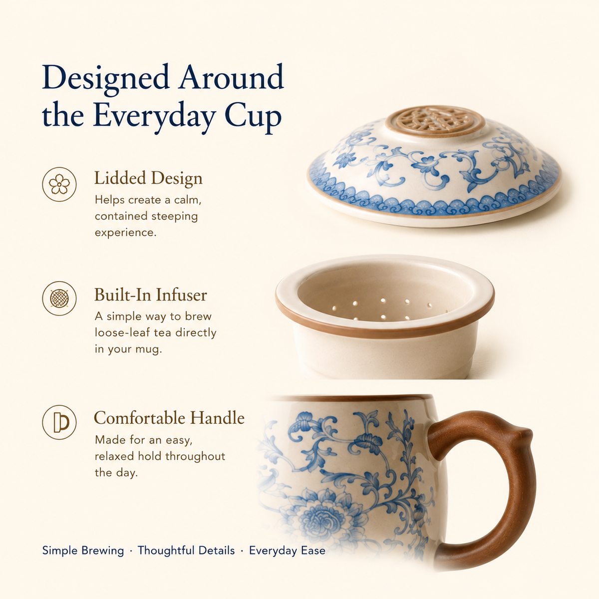 Blue Blossom Infuser Mug – 400 mL