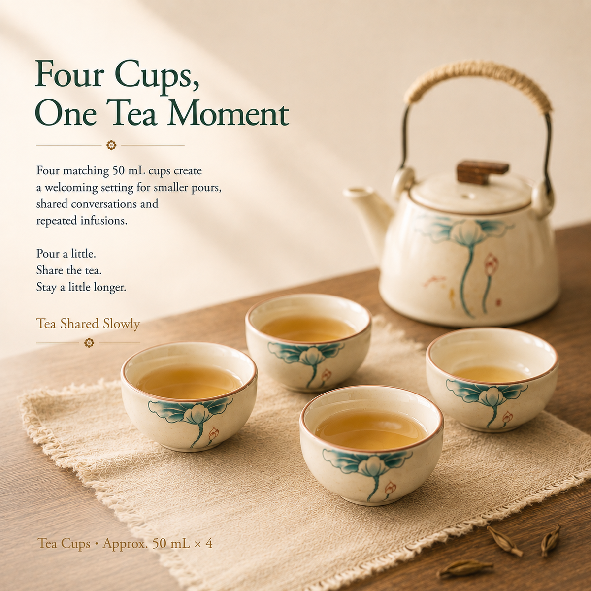 Lotus Blossom Ru Ware Tea Set – Teapot & 4 Cups