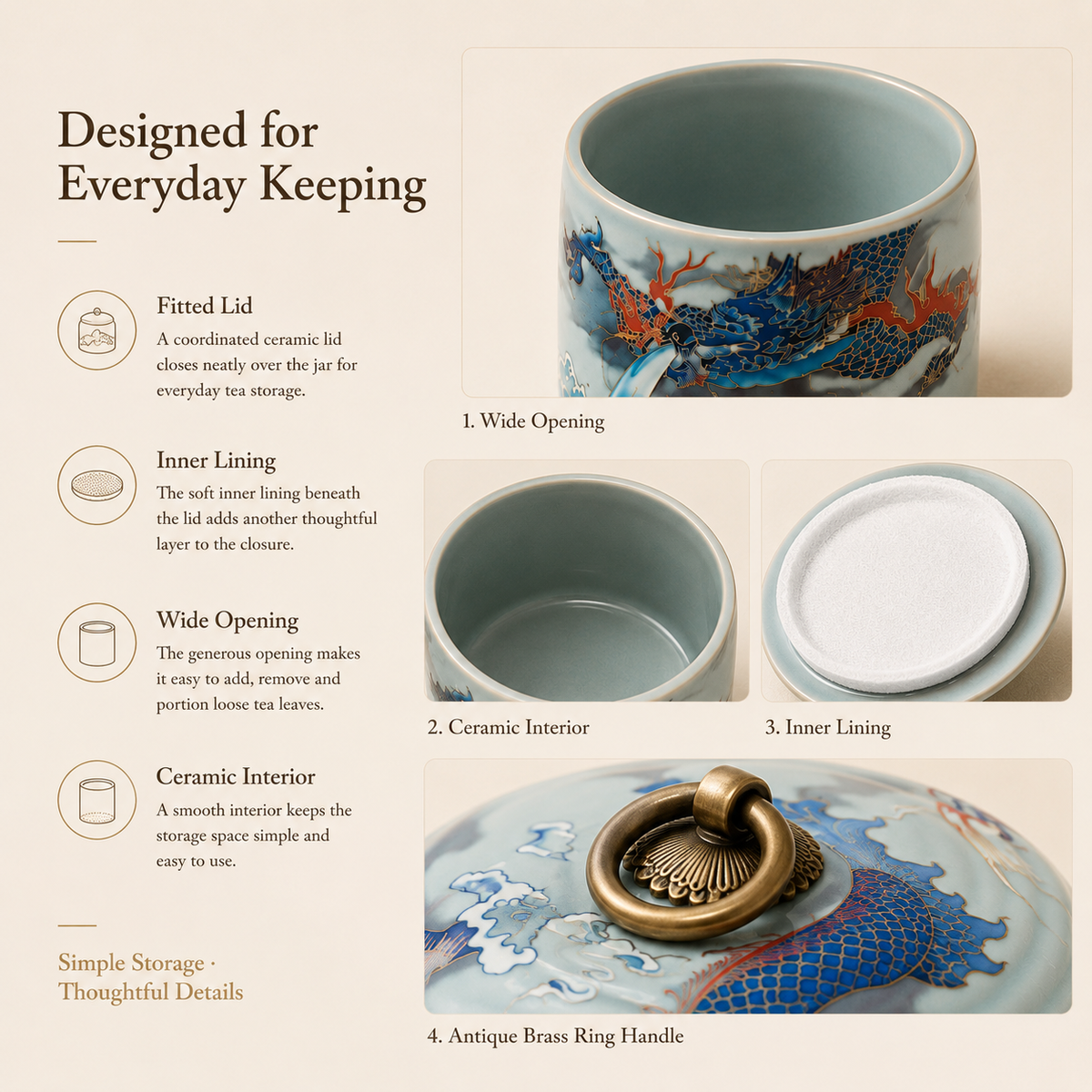 Dragon & Phoenix Ceramic Tea Canister