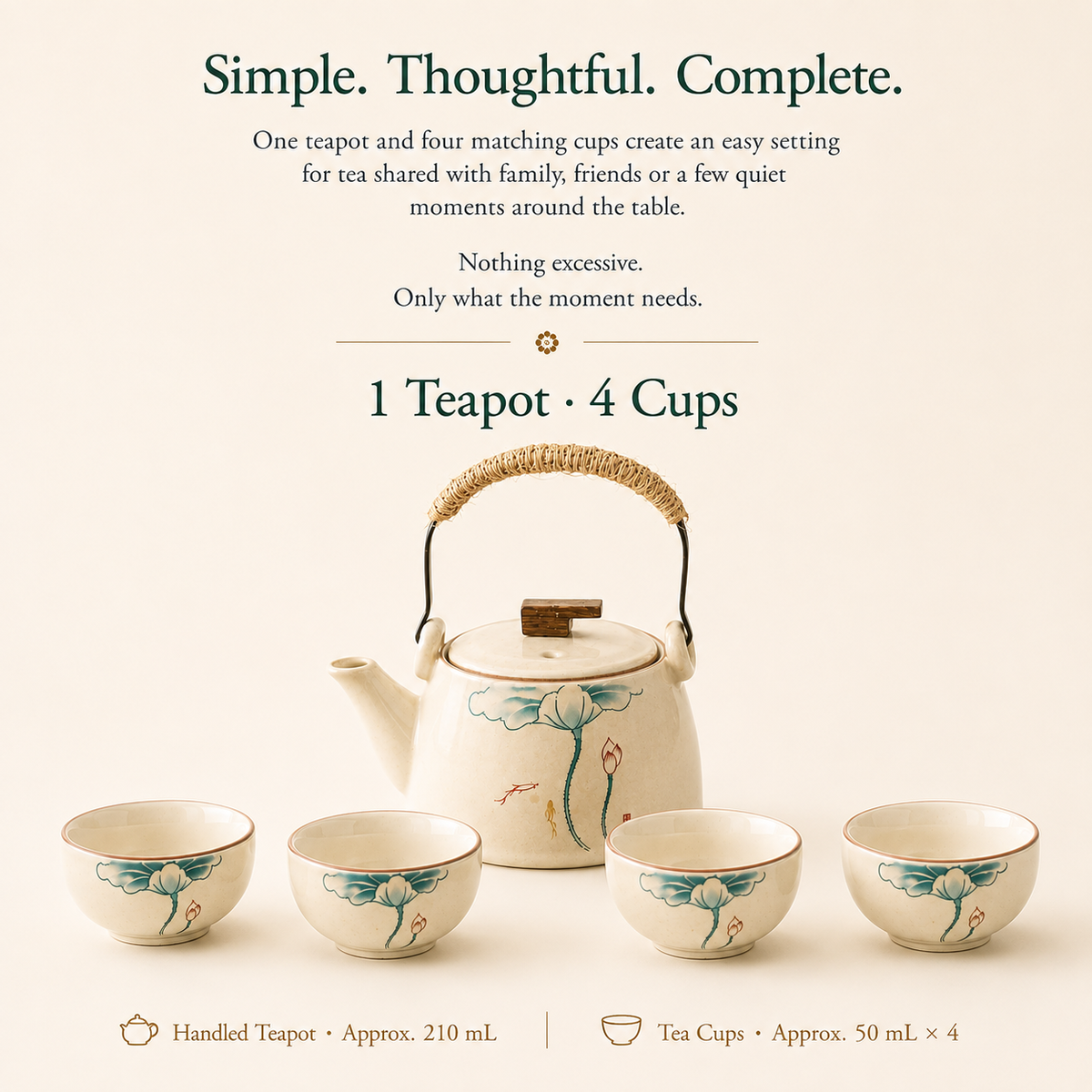 Lotus Blossom Ru Ware Tea Set – Teapot & 4 Cups