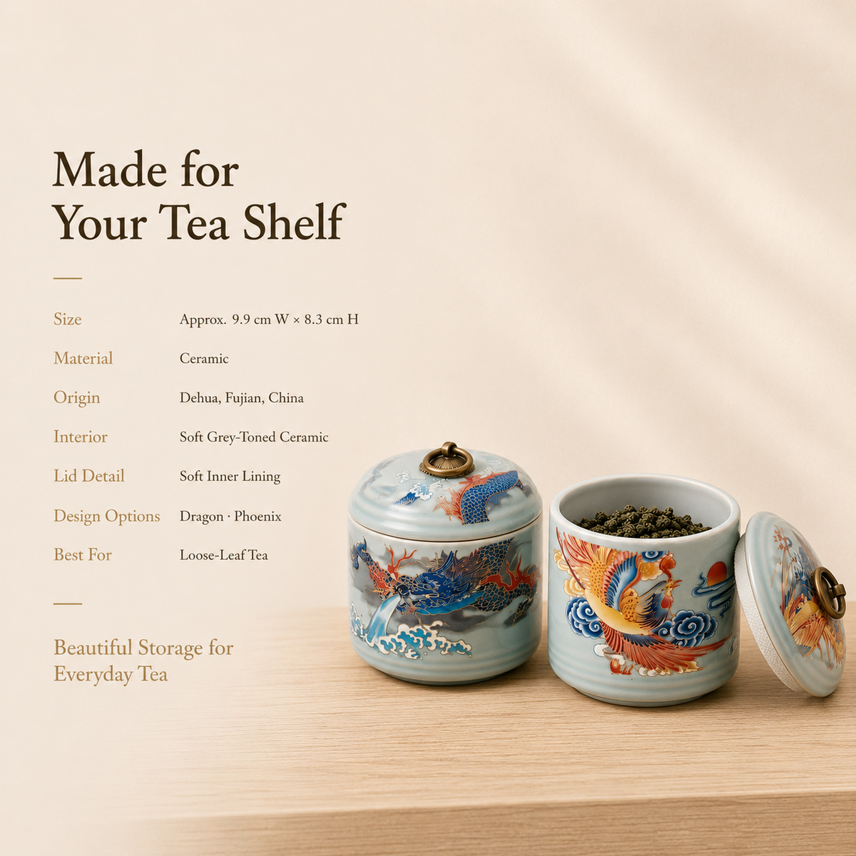 Dragon & Phoenix Ceramic Tea Canister