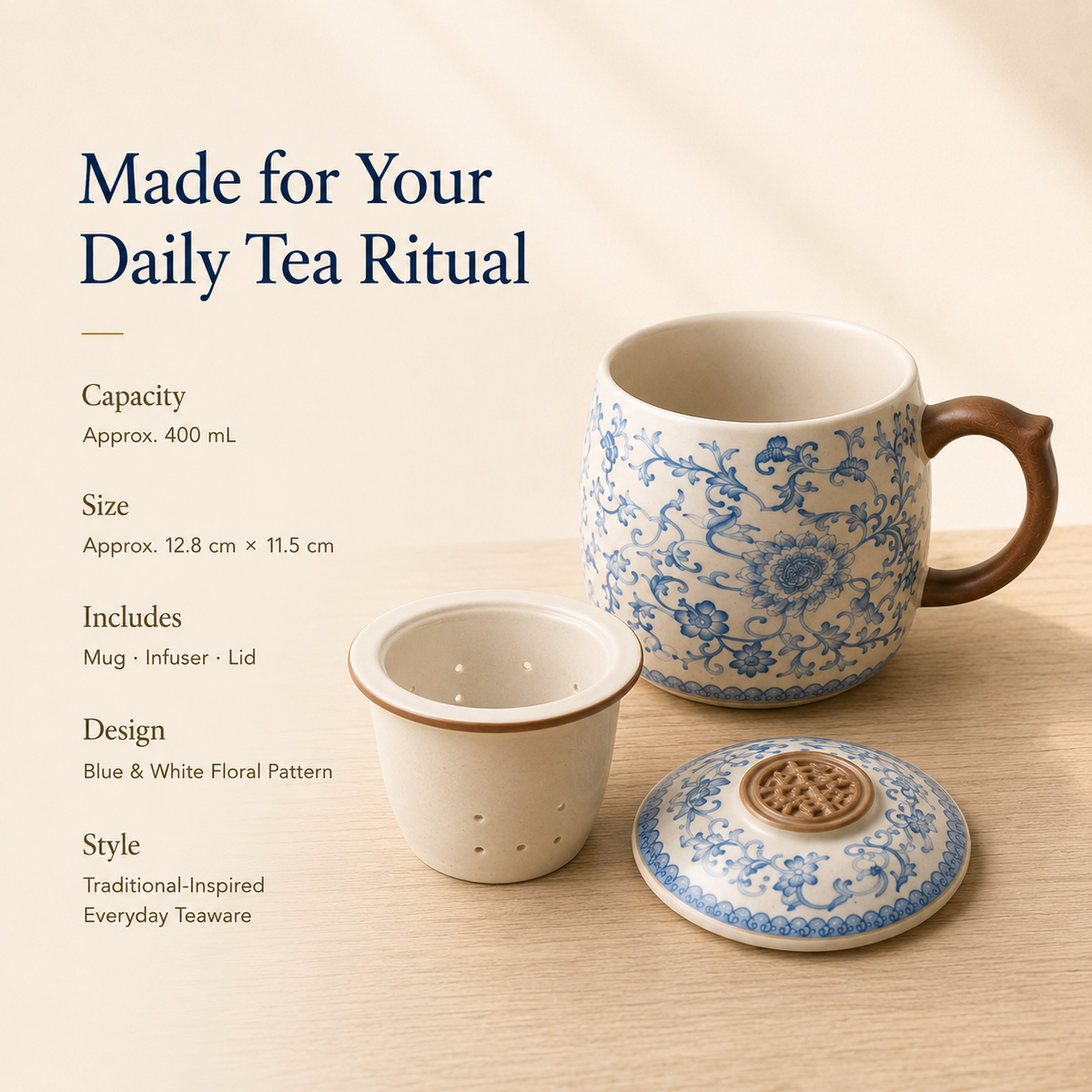 Blue Blossom Infuser Mug – 400 mL