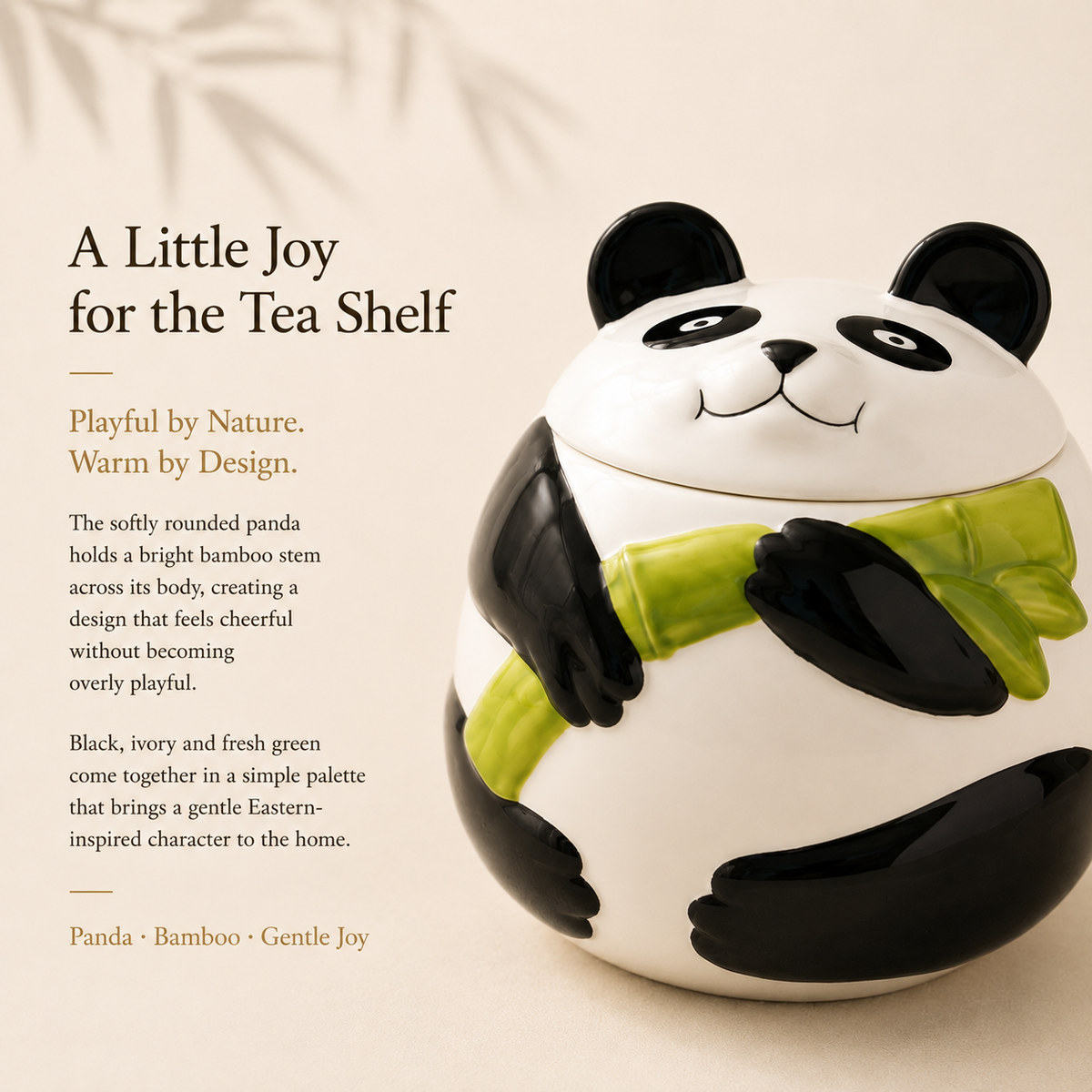 Panda & Bamboo Ceramic Tea Canister Gift Set – 900 mL