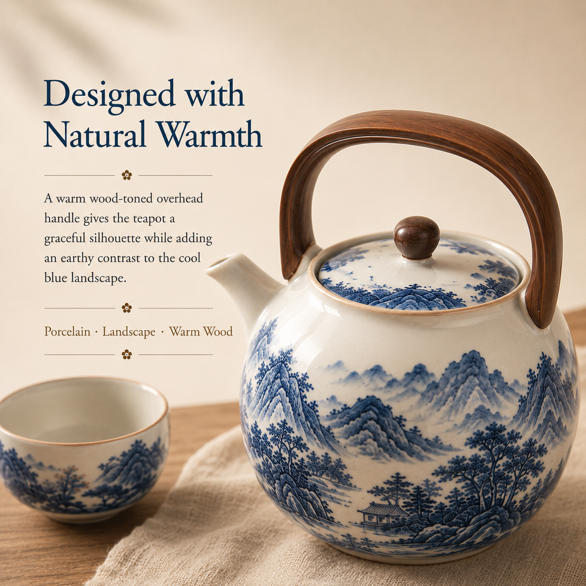 Blue Mountain Dwelling Ru Ware Tea Set – Teapot & 4 Cups