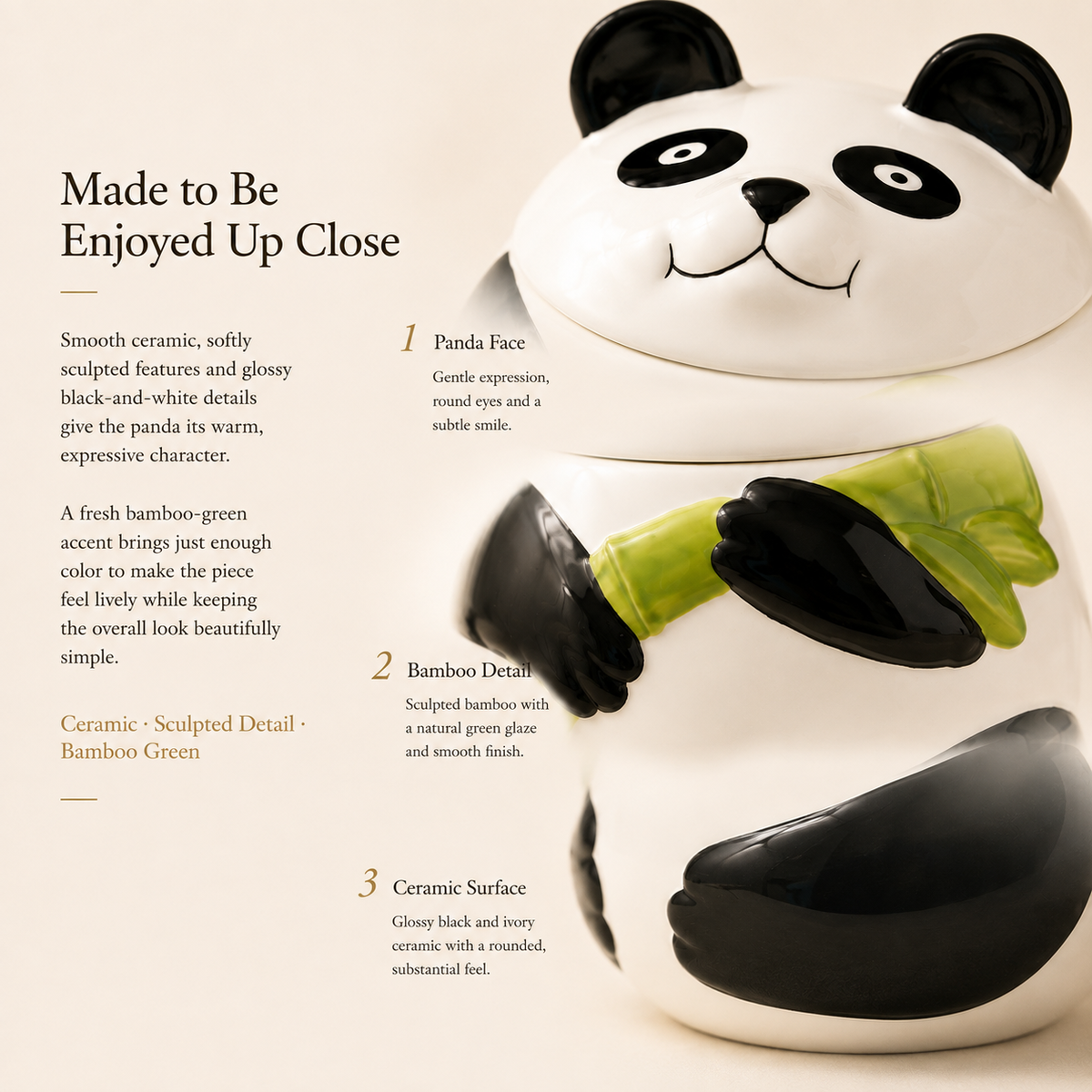 Panda & Bamboo Ceramic Tea Canister Gift Set – 900 mL