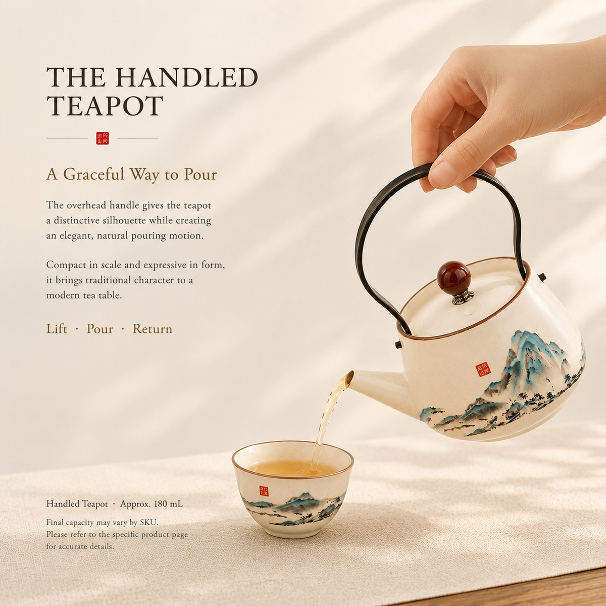 Mountain Landscape Ru Ware Tea Set – 1 Teapot & 2 Cups
