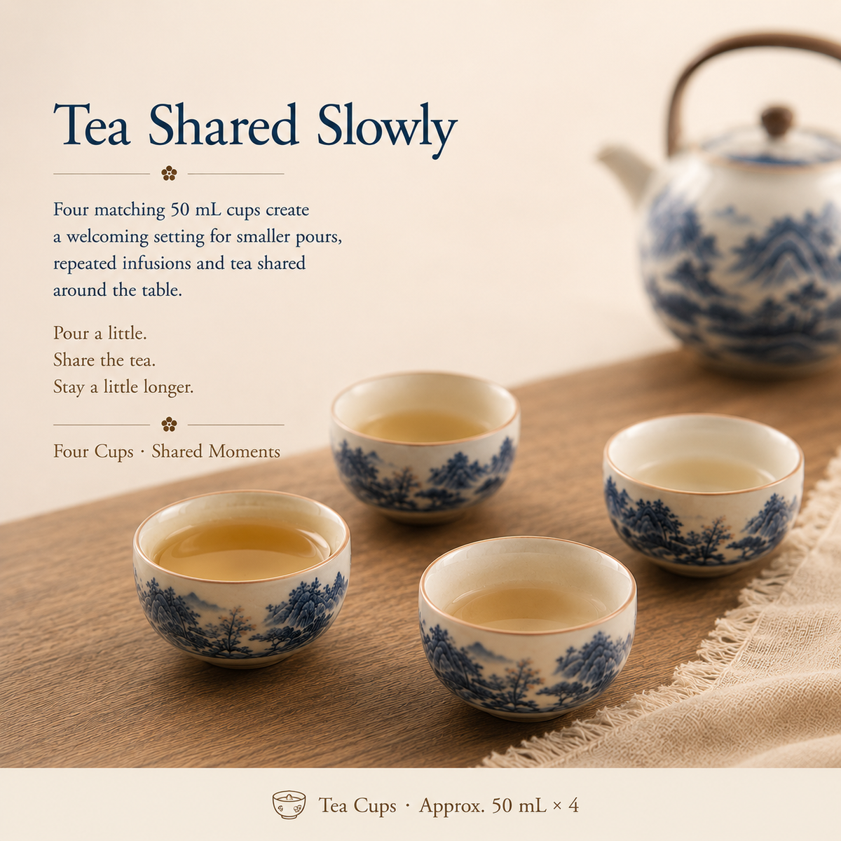 Blue Mountain Dwelling Ru Ware Tea Set – Teapot & 4 Cups