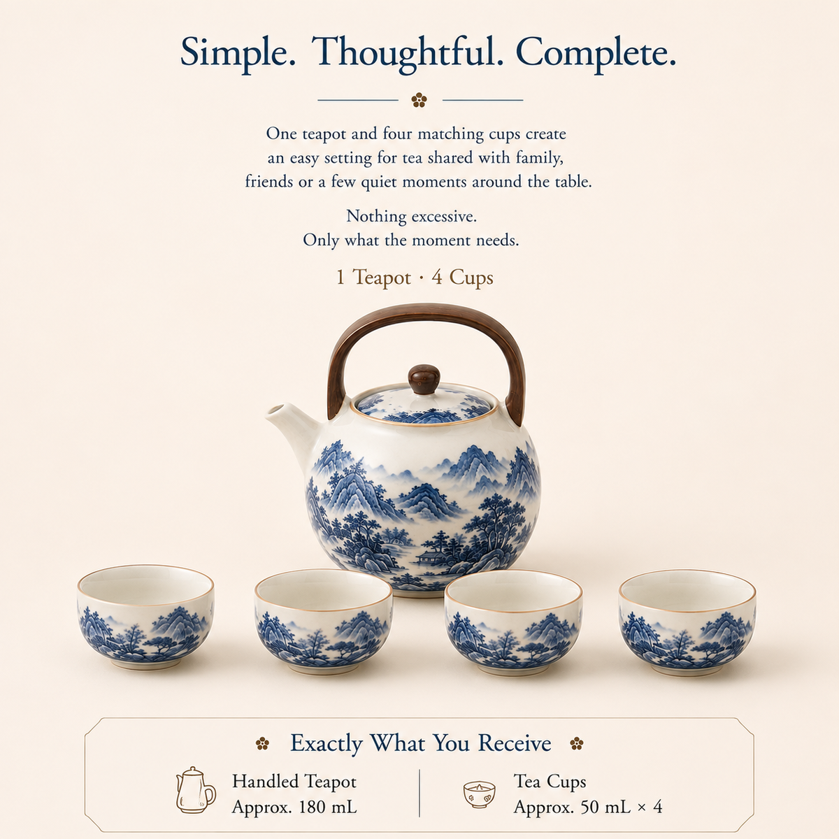 Blue Mountain Dwelling Ru Ware Tea Set – Teapot & 4 Cups