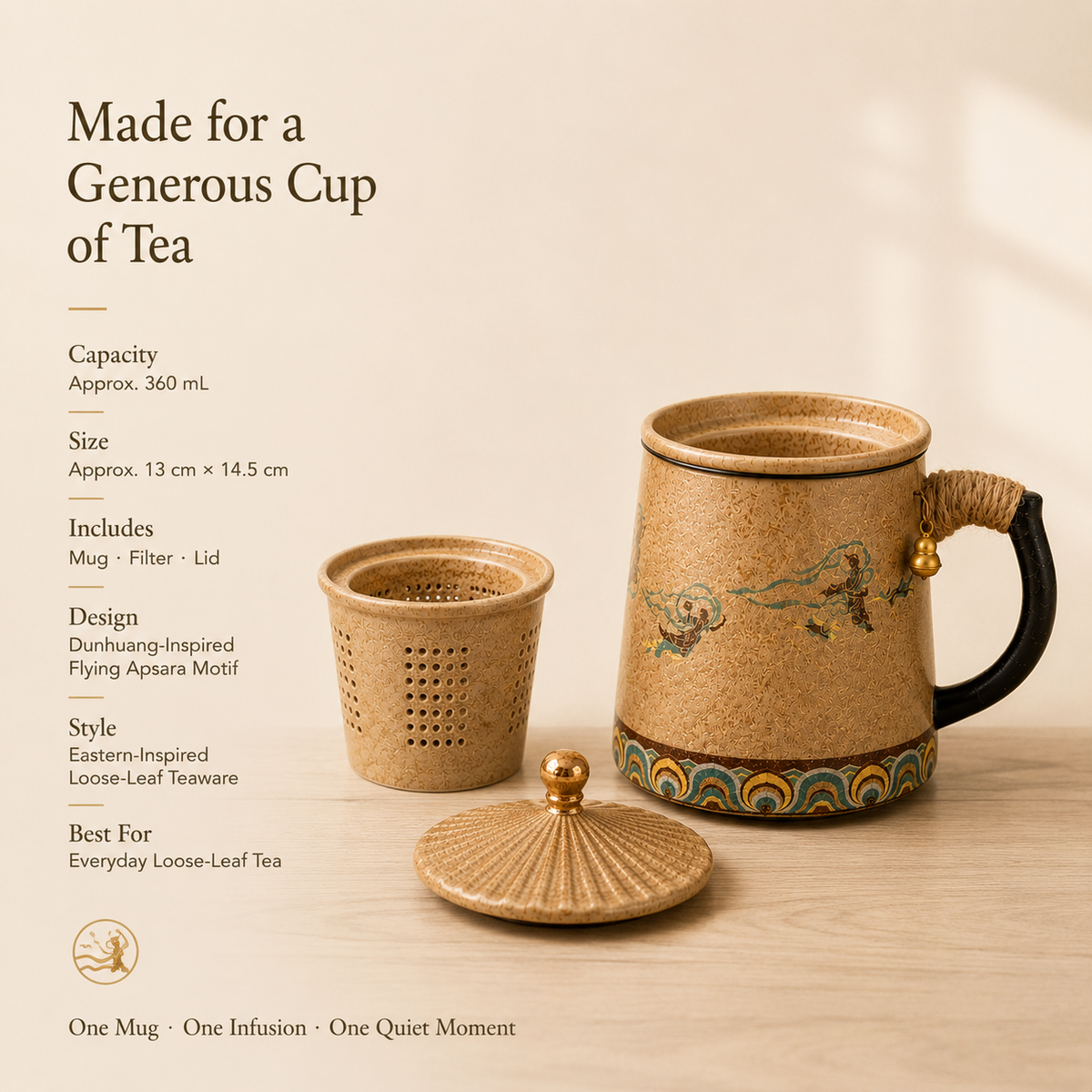 Dunhuang Flying Apsara Infuser Mug – 360 mL