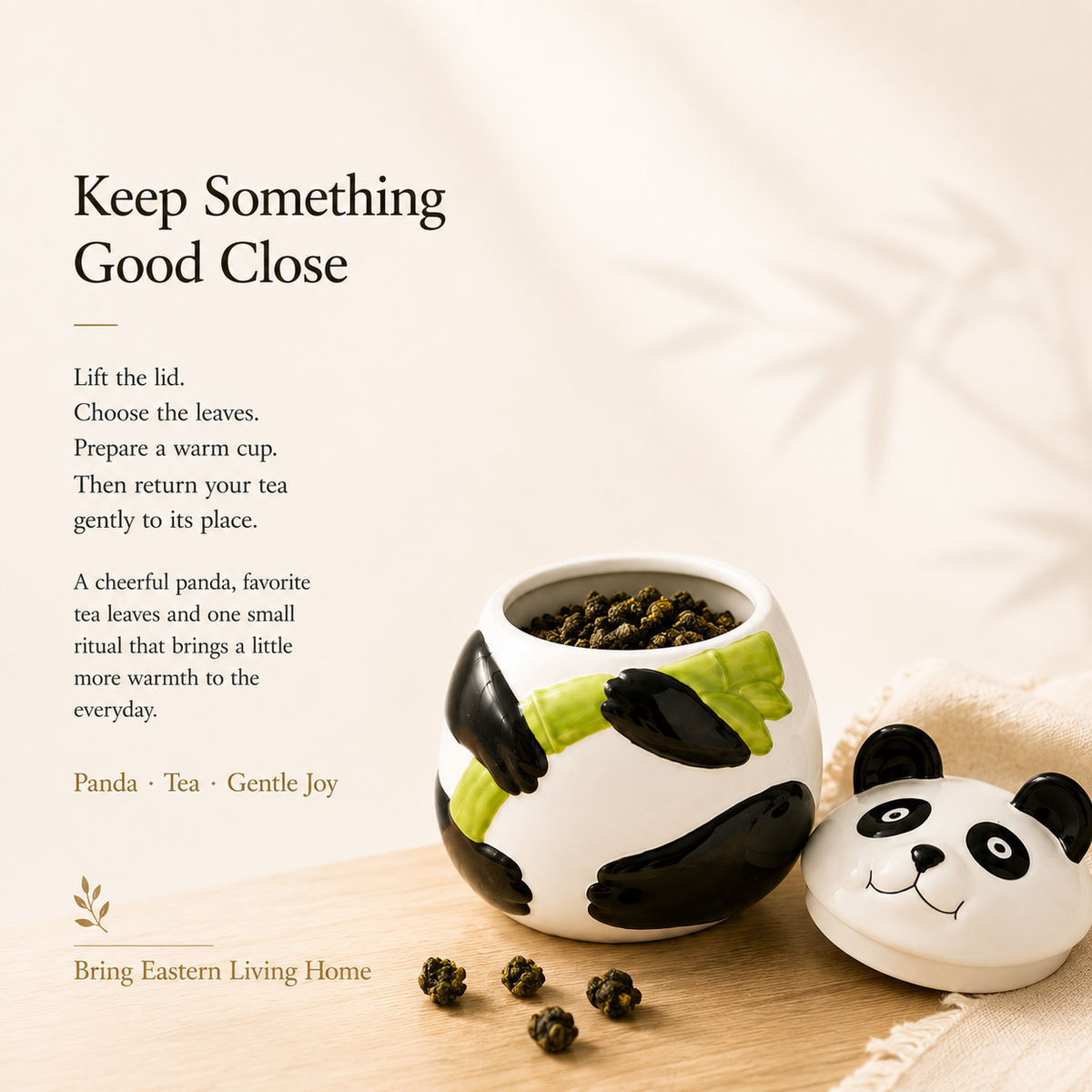 Panda & Bamboo Ceramic Tea Canister Gift Set – 900 mL