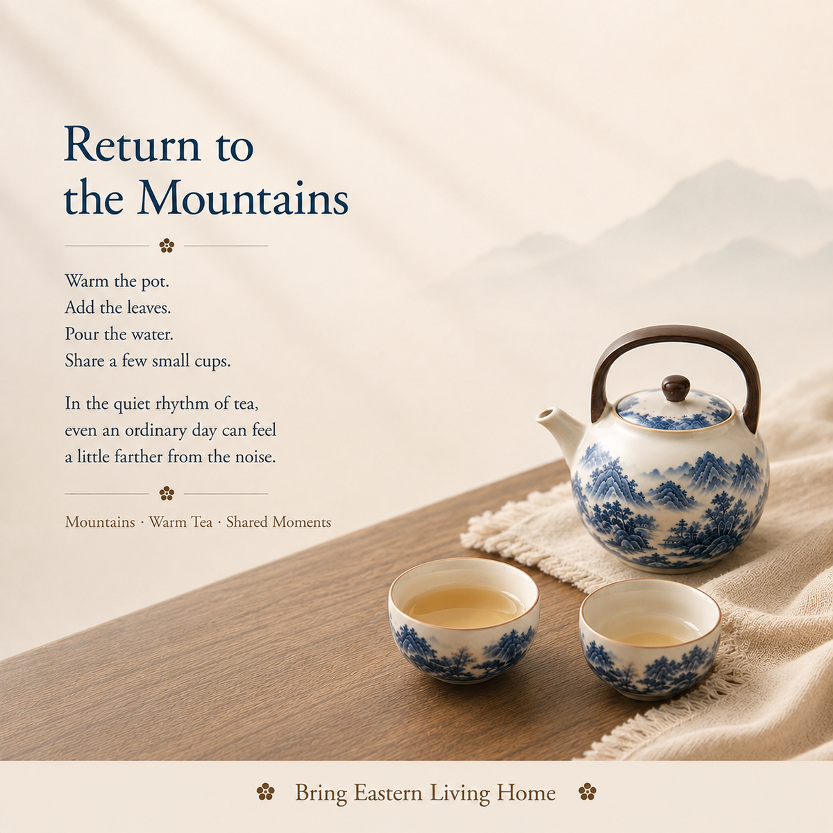 Blue Mountain Dwelling Ru Ware Tea Set – Teapot & 4 Cups