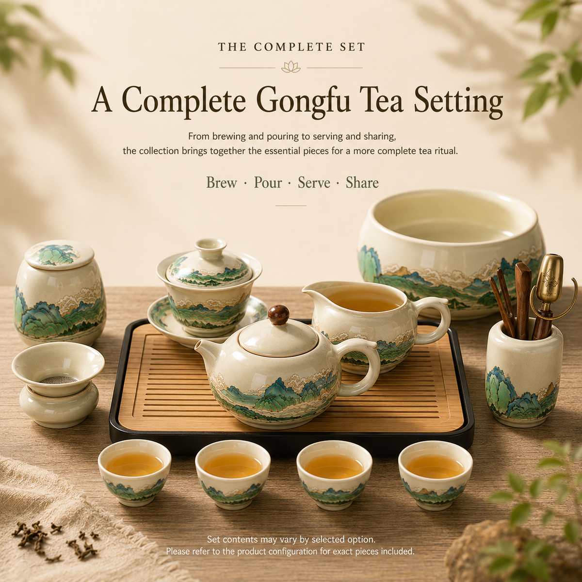 Thousand Li Landscape Ru Ware Gongfu Tea Set – Complete Tea Set