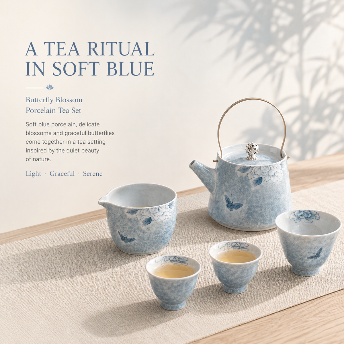 Butterfly Blossom Hand-Painted Gongfu Tea Set – Complete Gift Set