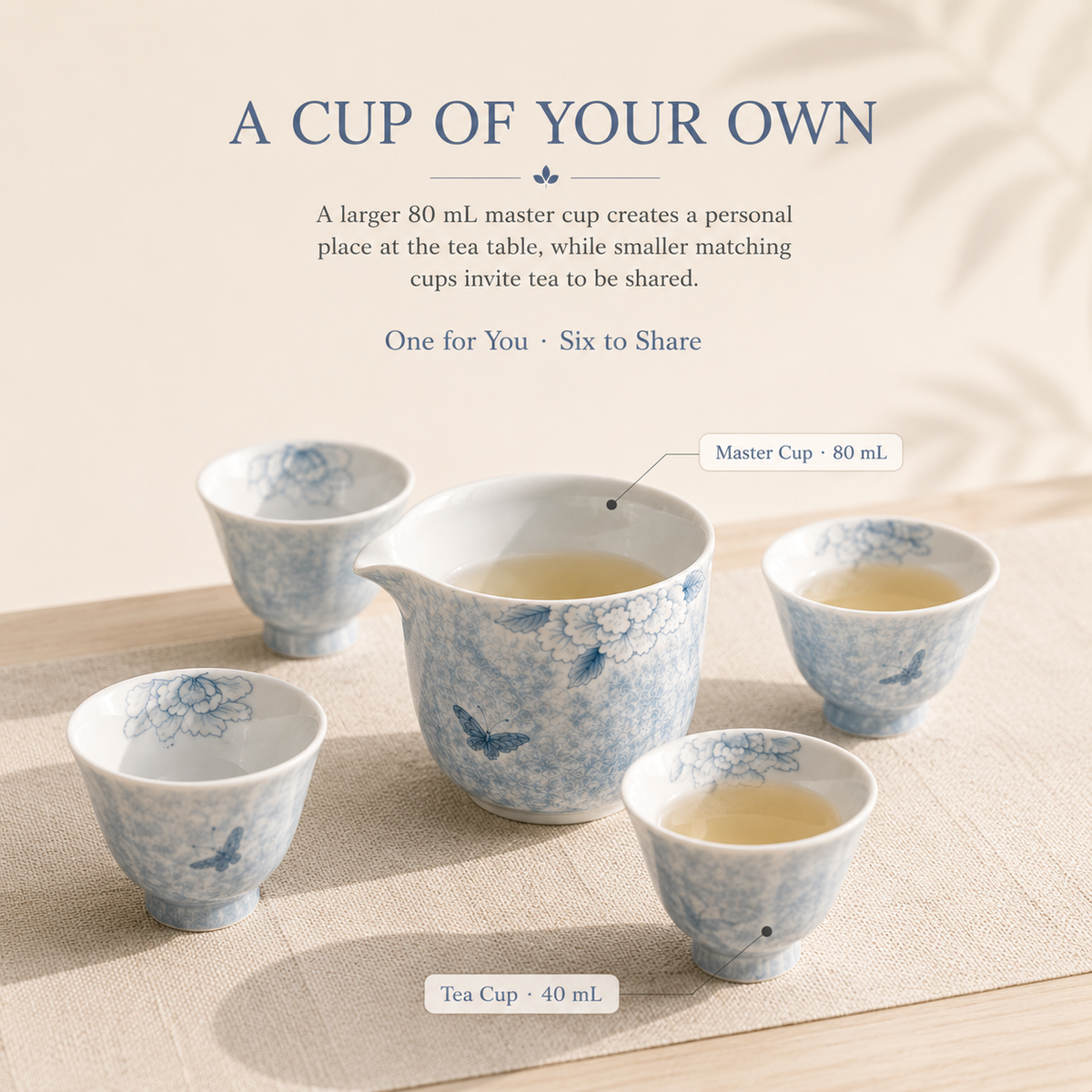 Butterfly Blossom Hand-Painted Gongfu Tea Set – Complete Gift Set