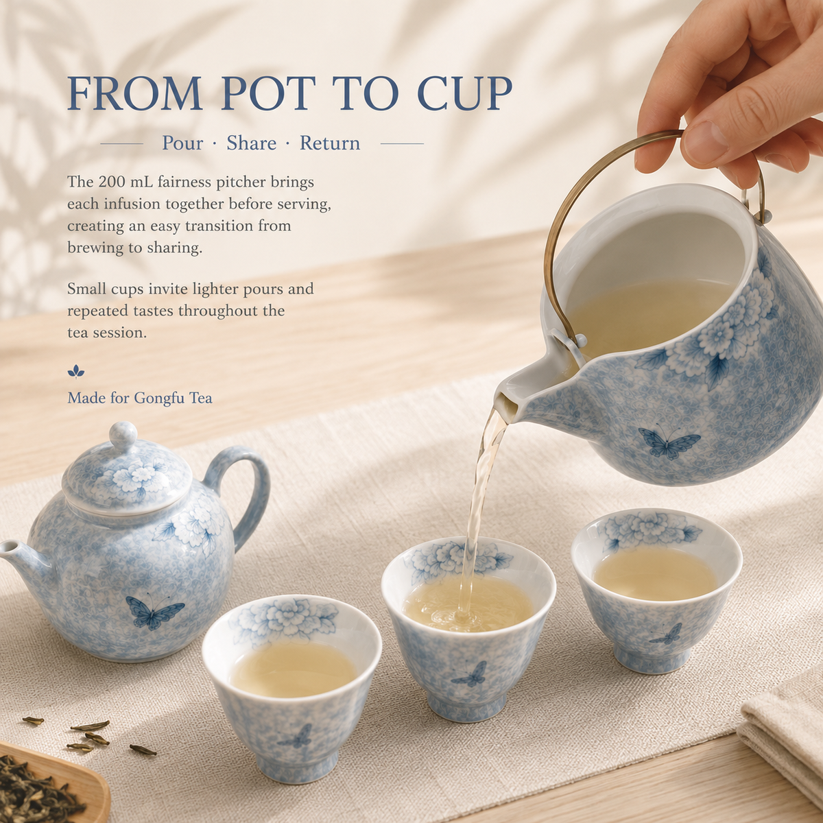 Butterfly Blossom Hand-Painted Gongfu Tea Set – Complete Gift Set