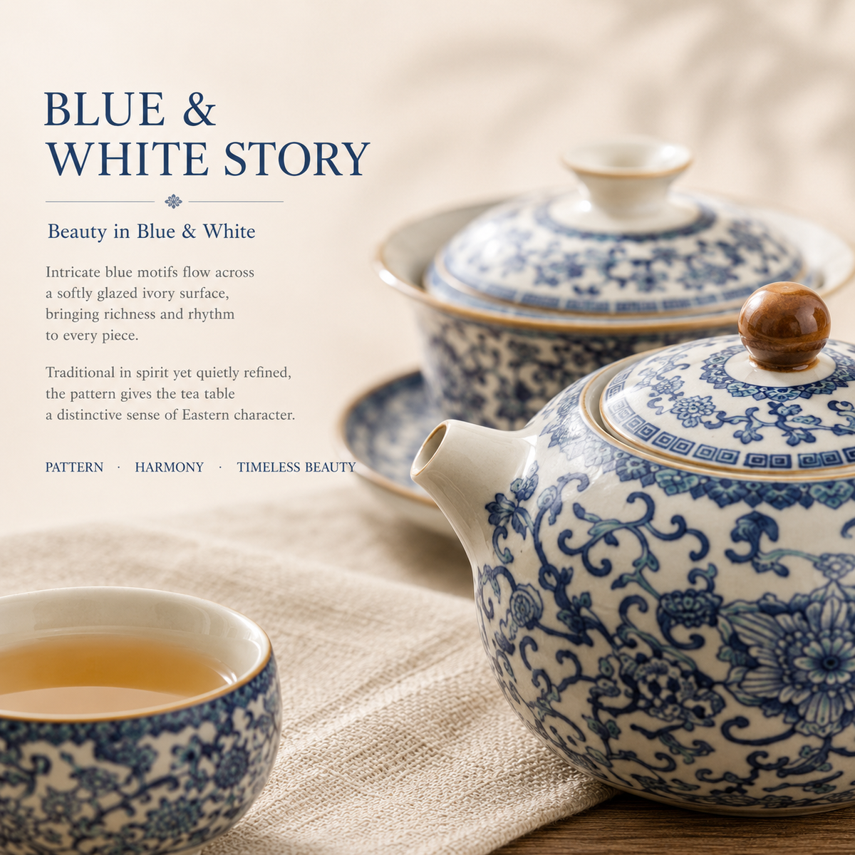 Blue & White Ru Ware Gongfu Tea Set – Complete Tea Ceremony Set