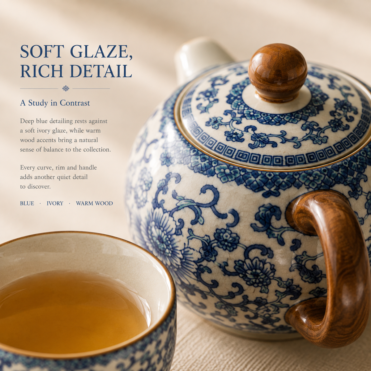 Blue & White Ru Ware Gongfu Tea Set – Complete Tea Ceremony Set