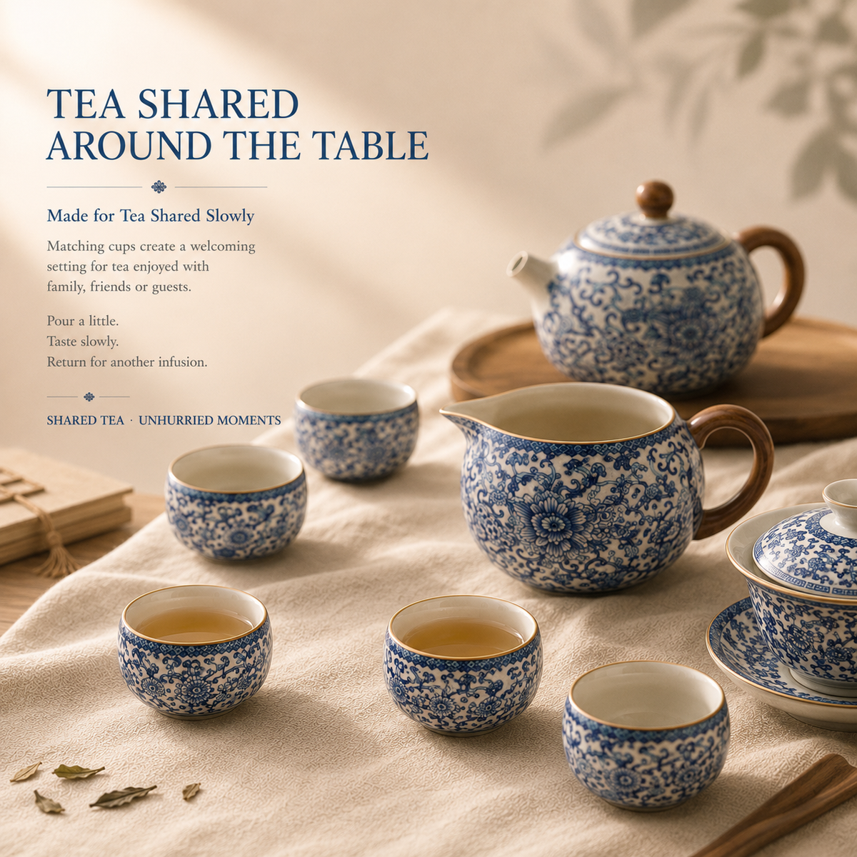 Blue & White Ru Ware Gongfu Tea Set – Complete Tea Ceremony Set