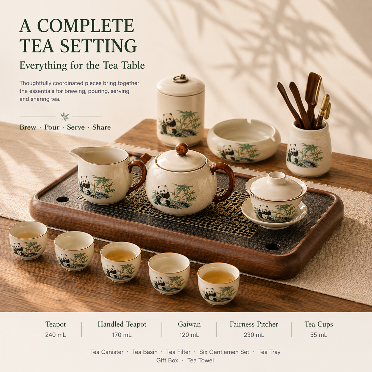Panda &Bamboo Ru Ware Gongfu Tea Set – Complete Tea Set