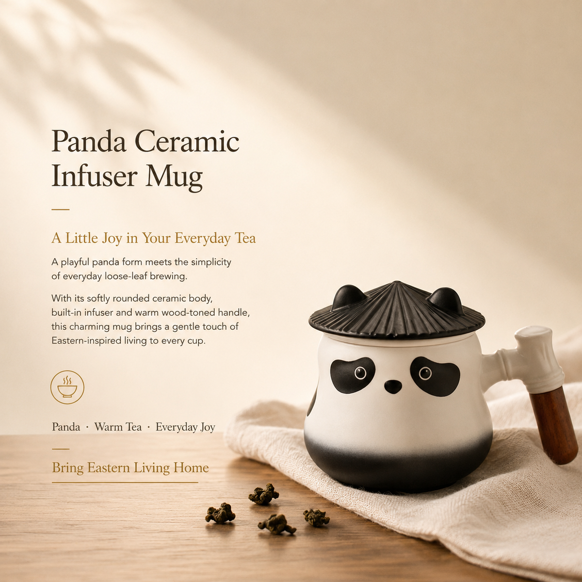 Panda Ceramic Infuser Mug with Lid – 350 mL