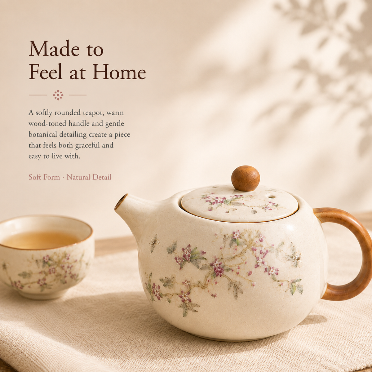 Soft Blossom Ru Ware Tea Set – 1 Teapot & 2 Cups