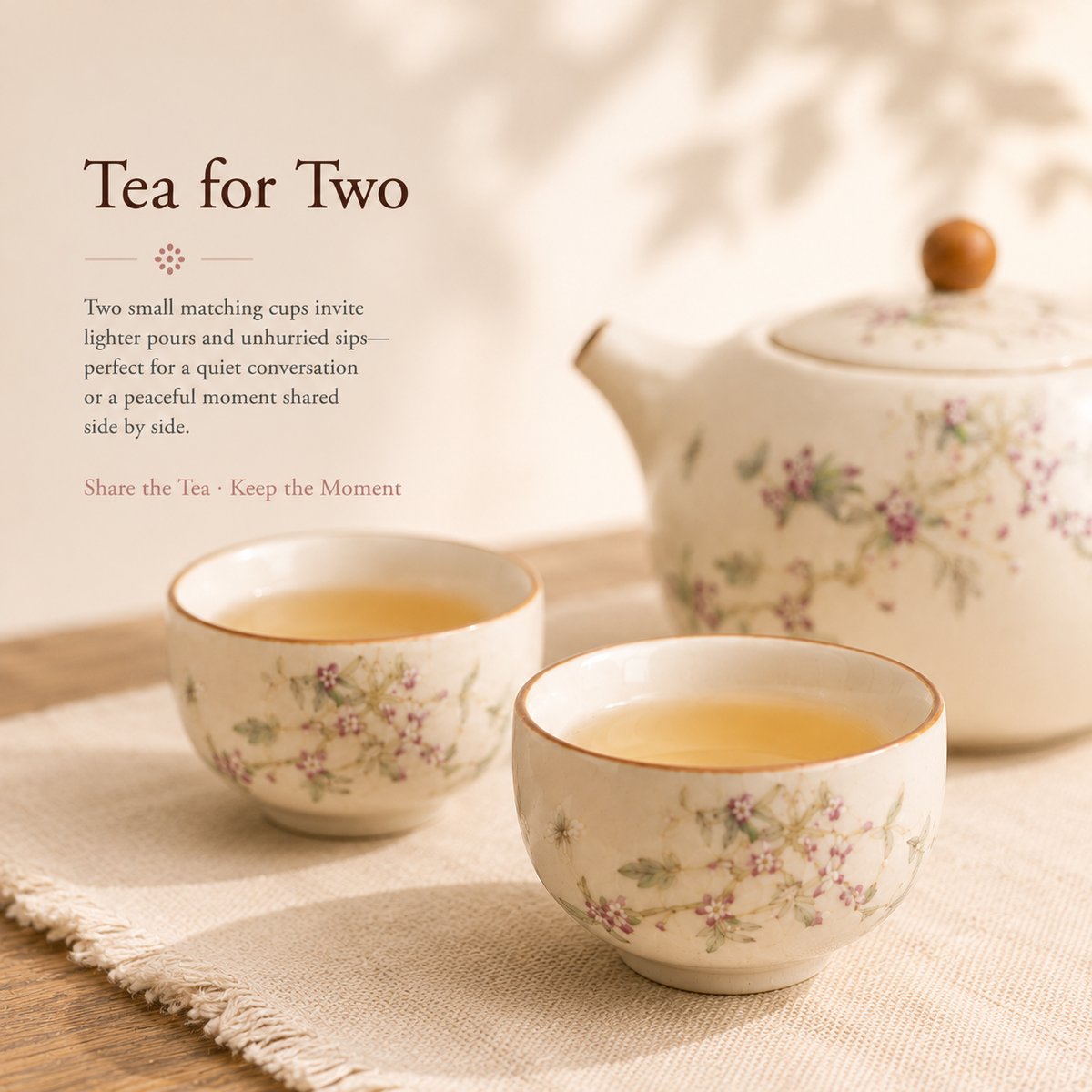 Soft Blossom Ru Ware Tea Set – 1 Teapot & 2 Cups