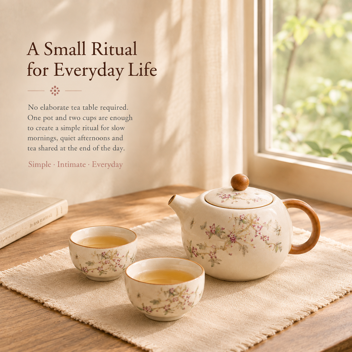 Soft Blossom Ru Ware Tea Set – 1 Teapot & 2 Cups