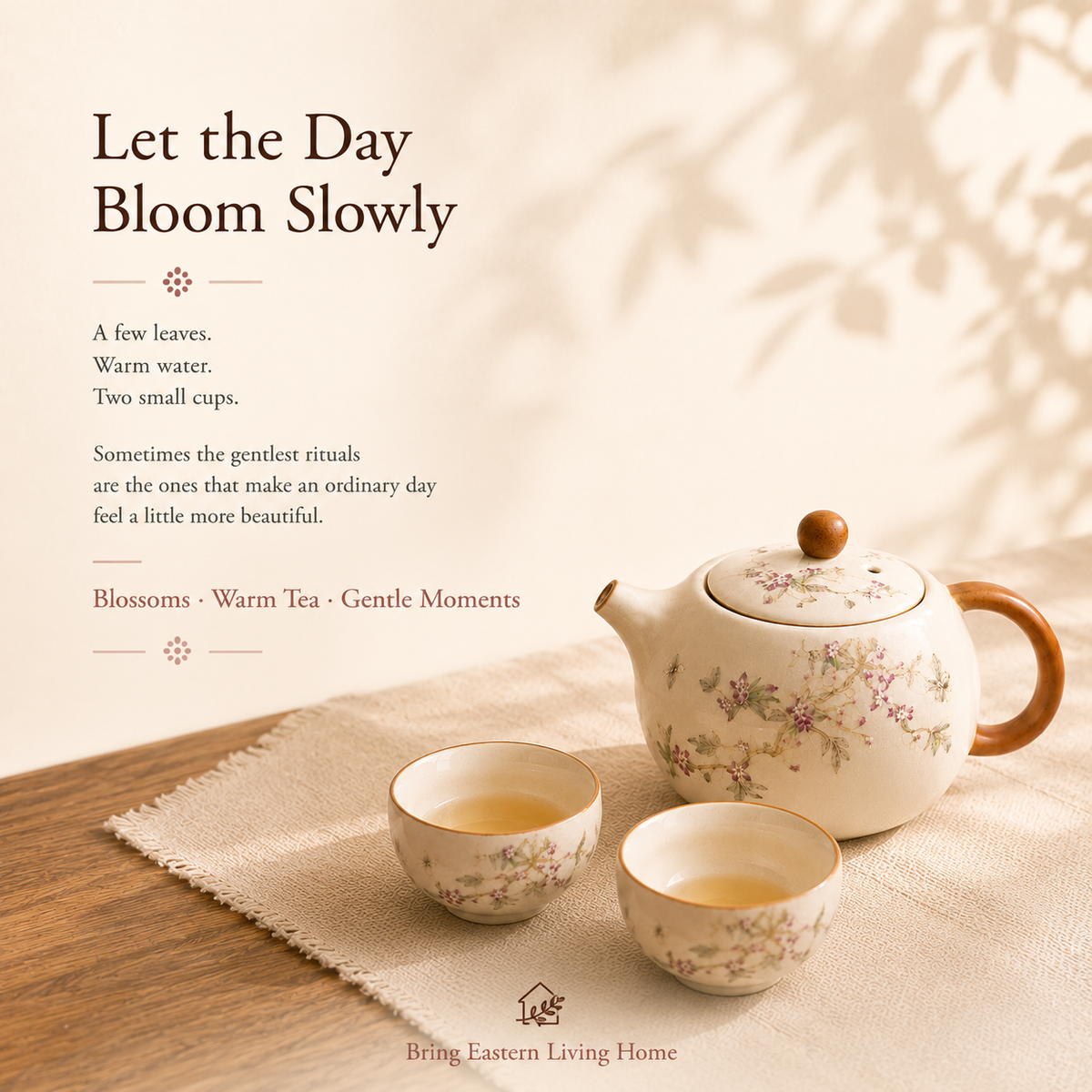Soft Blossom Ru Ware Tea Set – 1 Teapot & 2 Cups